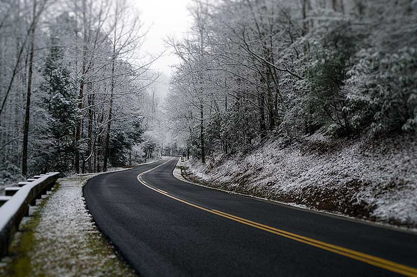 Snow on the road in National Park